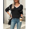 Zeagoo Sweaters for Women Long Sleeve Tops V Neck Outfits Fall Clothes(Black B1)