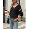 Zeagoo Sweaters for Women Long Sleeve Tops V Neck Outfits Fall Clothes(Black B1)
