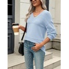 Zeagoo Sweaters for Women Long Sleeve Tops V Neck Outfits Fall Clothes(Blue)