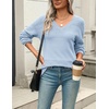 Zeagoo Sweaters for Women Long Sleeve Tops V Neck Outfits Fall Clothes(Blue)