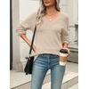 Zeagoo Sweaters for Women Long Sleeve Tops V Neck Outfits Fall Clothes(Brown)