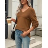 Zeagoo Sweaters for Women Long Sleeve Tops V Neck Outfits Fall Clothes(Coffee)