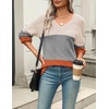 Zeagoo Sweaters for Women Long Sleeve Tops V Neck Outfits Fall Clothes(Colorblock 278)