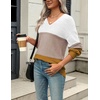 Zeagoo Sweaters for Women Long Sleeve Tops V Neck Outfits Fall Clothes(Colorblock 561)