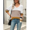 Zeagoo Sweaters for Women Long Sleeve Tops V Neck Outfits Fall Clothes(Colorblock 561)