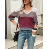 Zeagoo Sweaters for Women Long Sleeve Tops V Neck Outfits Fall Clothes(Colorblock 562)