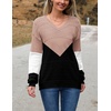 Zeagoo Sweaters for Women Long Sleeve Tops V Neck Outfits Fall Clothes(Colorblock Jh550)