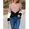 Zeagoo Sweaters for Women Long Sleeve Tops V Neck Outfits Fall Clothes(Colorblock Jh550)