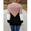 Zeagoo Sweaters for Women Long Sleeve Tops V Neck Outfits Fall Clothes(Colorblock Jh550)