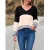 Zeagoo Sweaters for Women Long Sleeve Tops V Neck Outfits Fall Clothes(Colorblock Jh558)