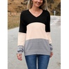 Zeagoo Sweaters for Women Long Sleeve Tops V Neck Outfits Fall Clothes(Colorblock Jh558)