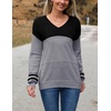 Zeagoo Sweaters for Women Long Sleeve Tops V Neck Outfits Fall Clothes(Colorblock Tz172)