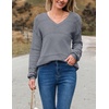 Zeagoo Sweaters for Women Long Sleeve Tops V Neck Outfits Fall Clothes(Deep Gray)