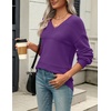 Zeagoo Sweaters for Women Long Sleeve Tops V Neck Outfits Fall Clothes(Deep Purple)