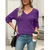 Zeagoo Sweaters for Women Long Sleeve Tops V Neck Outfits Fall Clothes(Deep Purple)