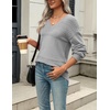 Zeagoo Sweaters for Women Long Sleeve Tops V Neck Outfits Fall Clothes(Gray)