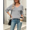 Zeagoo Sweaters for Women Long Sleeve Tops V Neck Outfits Fall Clothes(Gray)