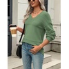 Zeagoo Sweaters for Women Long Sleeve Tops V Neck Outfits Fall Clothes(Lake Blue)