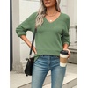 Zeagoo Sweaters for Women Long Sleeve Tops V Neck Outfits Fall Clothes(Lake Blue)