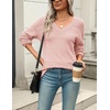 Zeagoo Sweaters for Women Long Sleeve Tops V Neck Outfits Fall Clothes(Light Pink)