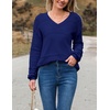 Zeagoo Sweaters for Women Long Sleeve Tops V Neck Outfits Fall Clothes(Navy Blue)