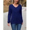 Zeagoo Sweaters for Women Long Sleeve Tops V Neck Outfits Fall Clothes(Navy Blue)