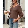 Zeagoo Sweaters for Women Long Sleeve Tops V Neck Outfits Fall Clothes(Nutmeg)