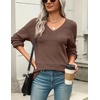 Zeagoo Sweaters for Women Long Sleeve Tops V Neck Outfits Fall Clothes(Nutmeg)