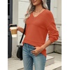 Zeagoo Sweaters for Women Long Sleeve Tops V Neck Outfits Fall Clothes(Orange)