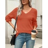 Zeagoo Sweaters for Women Long Sleeve Tops V Neck Outfits Fall Clothes(Orange)