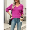 Zeagoo Sweaters for Women Long Sleeve Tops V Neck Outfits Fall Clothes(Rose Red)