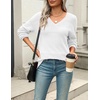 Zeagoo Sweaters for Women Long Sleeve Tops V Neck Outfits Fall Clothes(White)