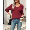 Zeagoo Sweaters for Women Long Sleeve Tops V Neck Outfits Fall Clothes(Wine Red)