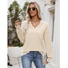 Zeagoo Women’s 2026 Fall V Neck Sweater Long Sleeve Lightweight Knit Tops(Apricot)