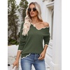 Zeagoo Women’s 2026 Fall V Neck Sweater Long Sleeve Lightweight Knit Tops(Army Green)