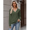 Zeagoo Women’s 2026 Fall V Neck Sweater Long Sleeve Lightweight Knit Tops(Army Green)