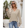 Zeagoo Women’s 2026 Fall V Neck Sweater Long Sleeve Lightweight Knit Tops(Beige)