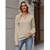 Zeagoo Women’s 2026 Fall V Neck Sweater Long Sleeve Lightweight Knit Tops(Beige)