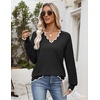 Zeagoo Women’s 2026 Fall V Neck Sweater Long Sleeve Lightweight Knit Tops(Black)