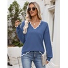 Zeagoo Women’s 2026 Fall V Neck Sweater Long Sleeve Lightweight Knit Tops(Blue)