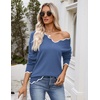 Zeagoo Women’s 2026 Fall V Neck Sweater Long Sleeve Lightweight Knit Tops(Blue)