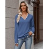 Zeagoo Women’s 2026 Fall V Neck Sweater Long Sleeve Lightweight Knit Tops(Blue)