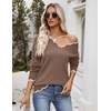 Zeagoo Women’s 2026 Fall V Neck Sweater Long Sleeve Lightweight Knit Tops(Brown)