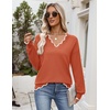 Zeagoo Women’s 2026 Fall V Neck Sweater Long Sleeve Lightweight Knit Tops(Caramel)