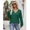 Zeagoo Women’s 2026 Fall V Neck Sweater Long Sleeve Lightweight Knit Tops(Dark Green)