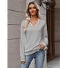 Zeagoo Women’s 2026 Fall V Neck Sweater Long Sleeve Lightweight Knit Tops(Grey)