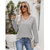Zeagoo Women’s 2026 Fall V Neck Sweater Long Sleeve Lightweight Knit Tops(Grey)