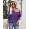 Zeagoo Women’s 2026 Fall V Neck Sweater Long Sleeve Lightweight Knit Tops(Purple)