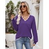 Zeagoo Women’s 2026 Fall V Neck Sweater Long Sleeve Lightweight Knit Tops(Purple)