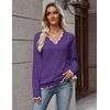 Zeagoo Women’s 2026 Fall V Neck Sweater Long Sleeve Lightweight Knit Tops(Purple)
